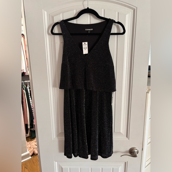 Express Metallic Dot Black Dress - Picture 1 of 3
